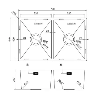 Мойка кухонная Reflexion Garda 70-GD RX2170GD брашированное золото